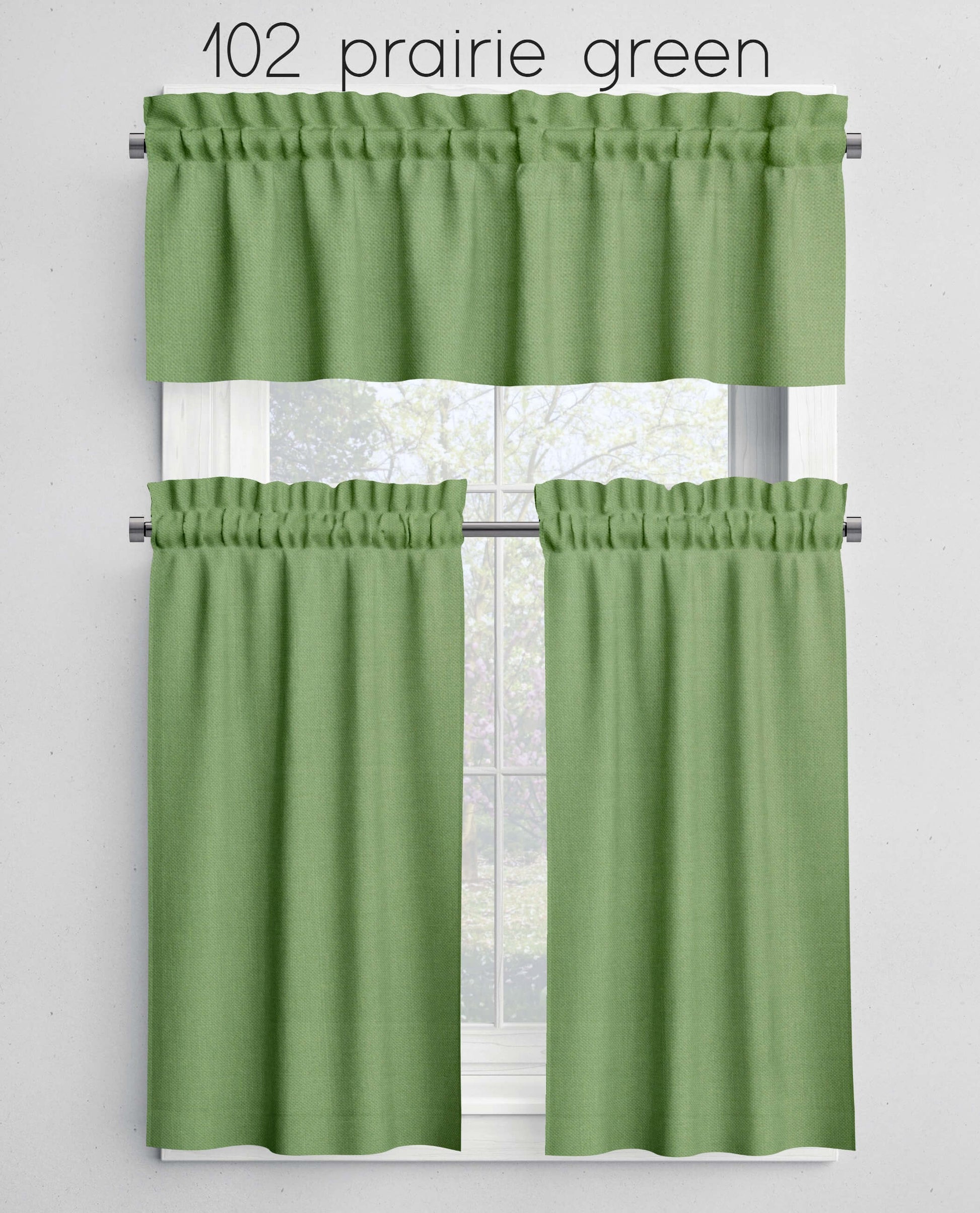 Prairie Green Valances Cafe Curtains Custom Made to Order color 102