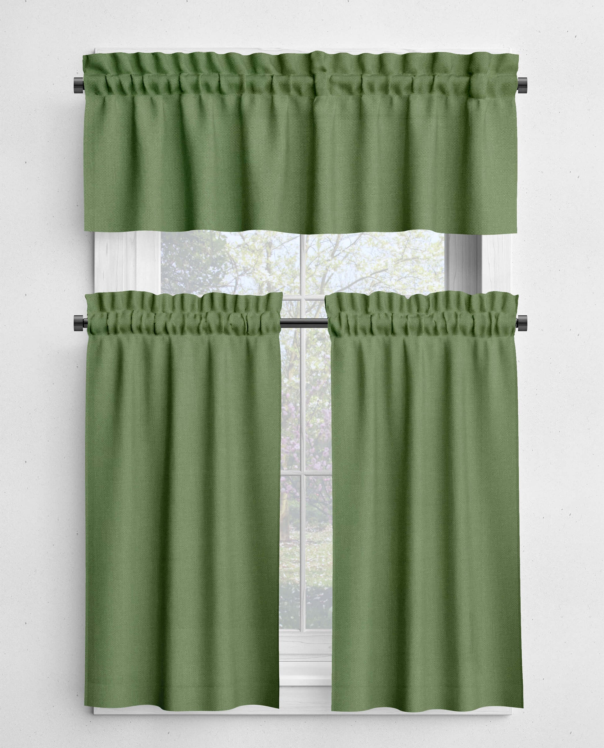 Light Prairie Green Valances and Cafe Curtains Premium USA Cotton - b102