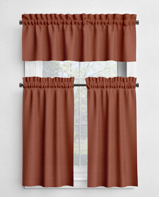 Rust Colored Valances and Cafe Curtains Premium USA Cotton - b105