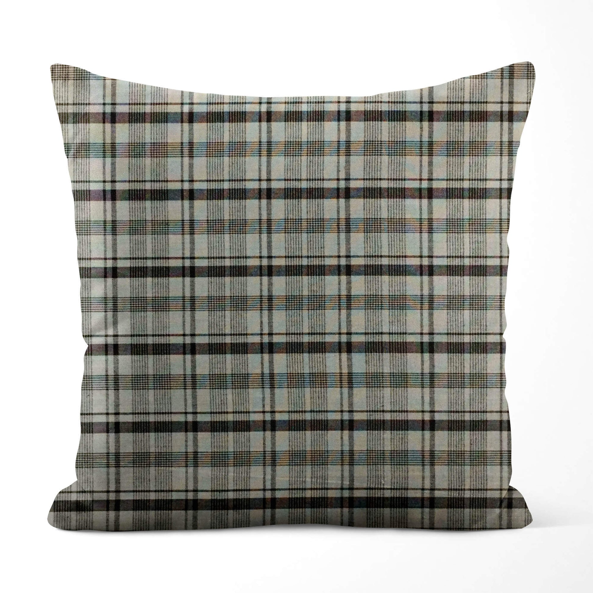 Gray and Black Plaid Homespun Throw Pillow Covers - h1074