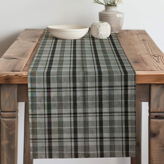 Gray and Black Homespun Plaid Table Runner Placemat pattern 1074