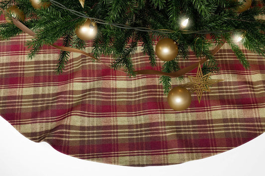 Red, Brown, and Tan Homespun Plaid Christmas Tree Skirts pattern 1081