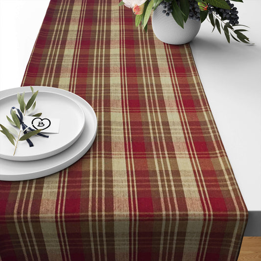 Red, Brown, and Tan Plaid Homespun Table Runners