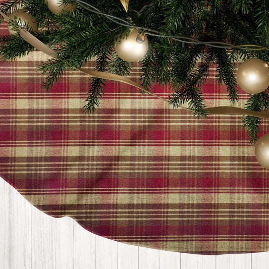 Red, Brown, and Tan Homespun Plaid Country Christmas Tree Skirts