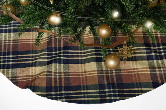 Black, Brown, and Tan Homespun Plaid Christmas Tree Skirts pattern 1083