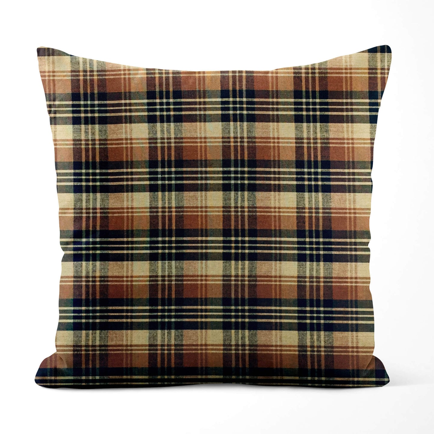 Brown, Black, and Tan Plaid Homespun Throw Pillow Covers