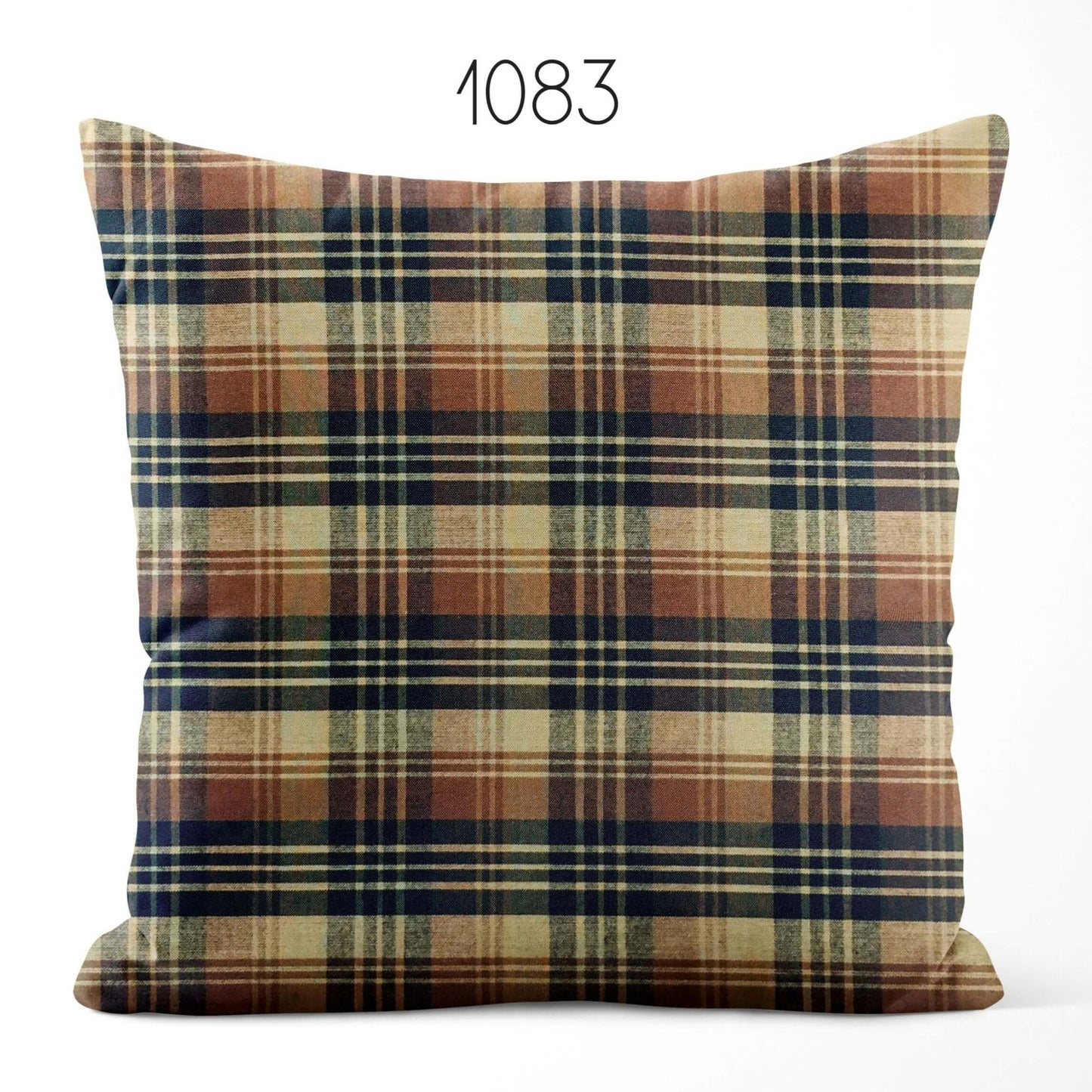 Black, Brown, and Tan Plaid Homespun Cotton Pillow Covers Custom Made pattern 1083