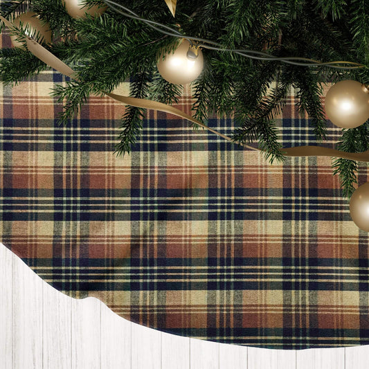 Black, Brown, and Tan Plaid Homespun Country Christmas Tree Skirts