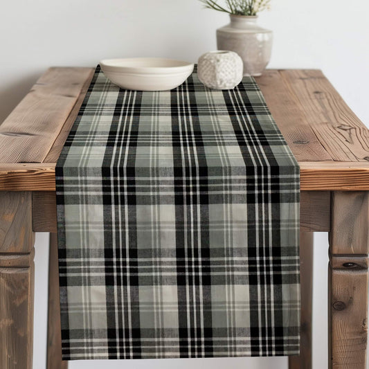 Gray Black and White Homespun Plaid Table Runner Placemat pattern 1088