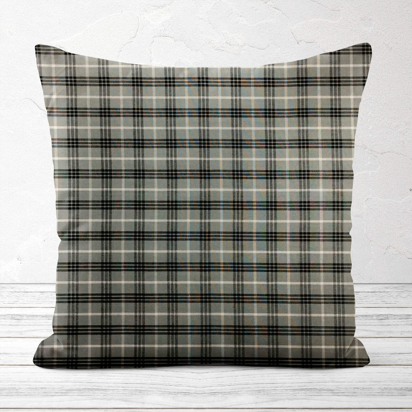 Gray, White, and Black Plaid Homespun Throw Pillow Covers - h1098