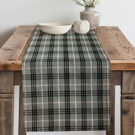 Gray Black and White Homespun Plaid Table Runner Placemat pattern 1098