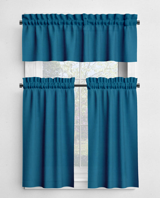 Horizon Blue Valances and Cafe Curtains Premium USA Cotton - b111