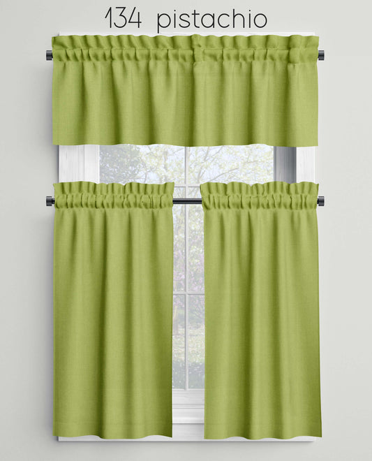 Pistachio Green Valances Cafe Curtains Custom Made to Order color 134