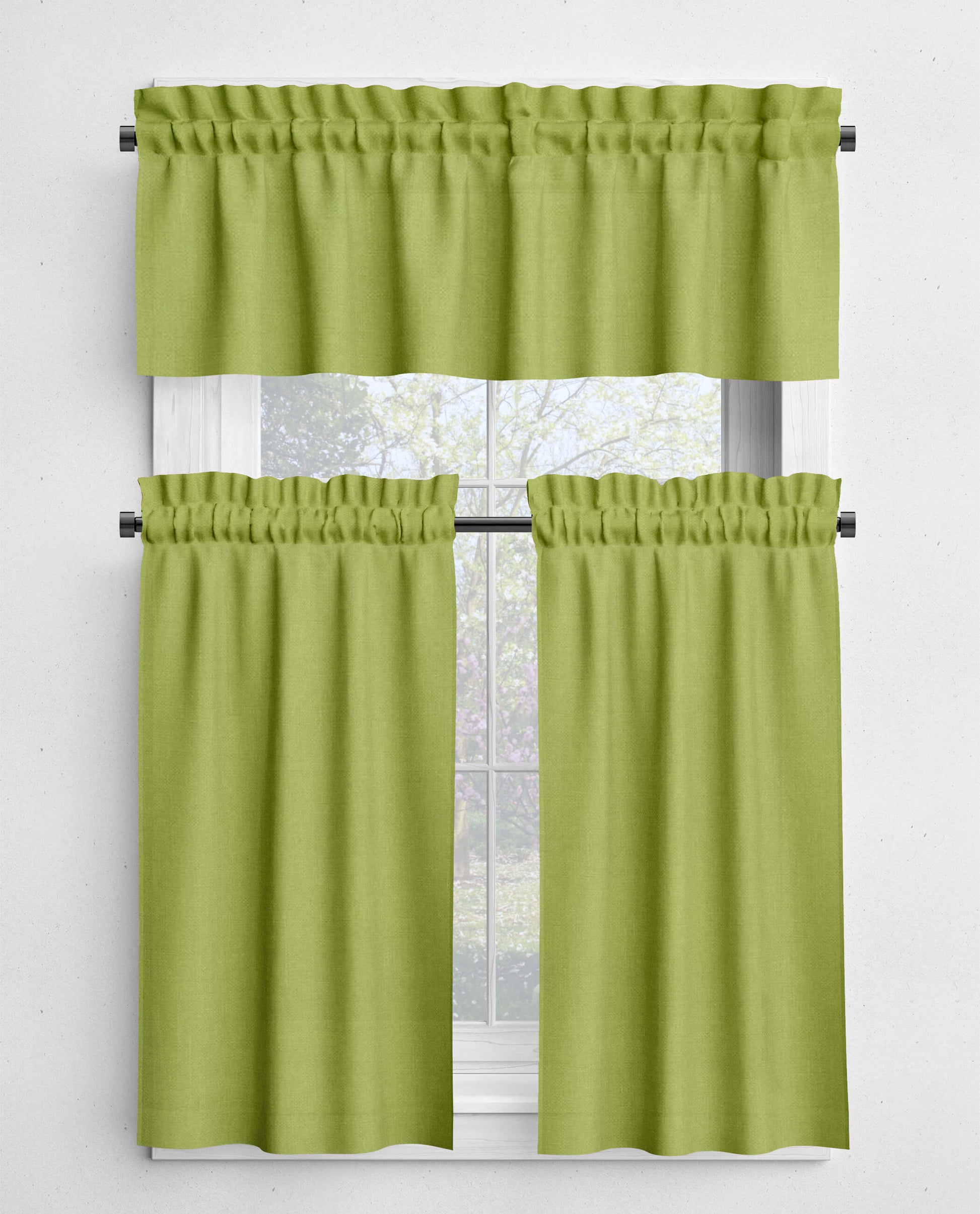 Light Pistachio Green Valances and Cafe Curtains Premium USA Cotton - b134