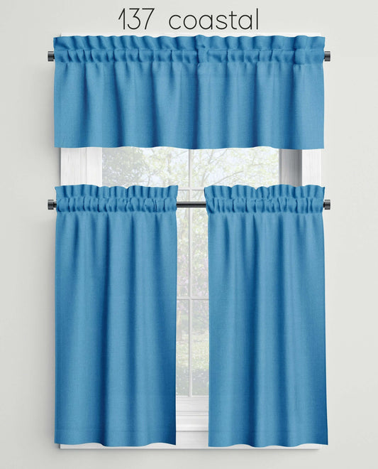 Coastal Blue Valances Cafe Curtains Custom Made to Order color 137