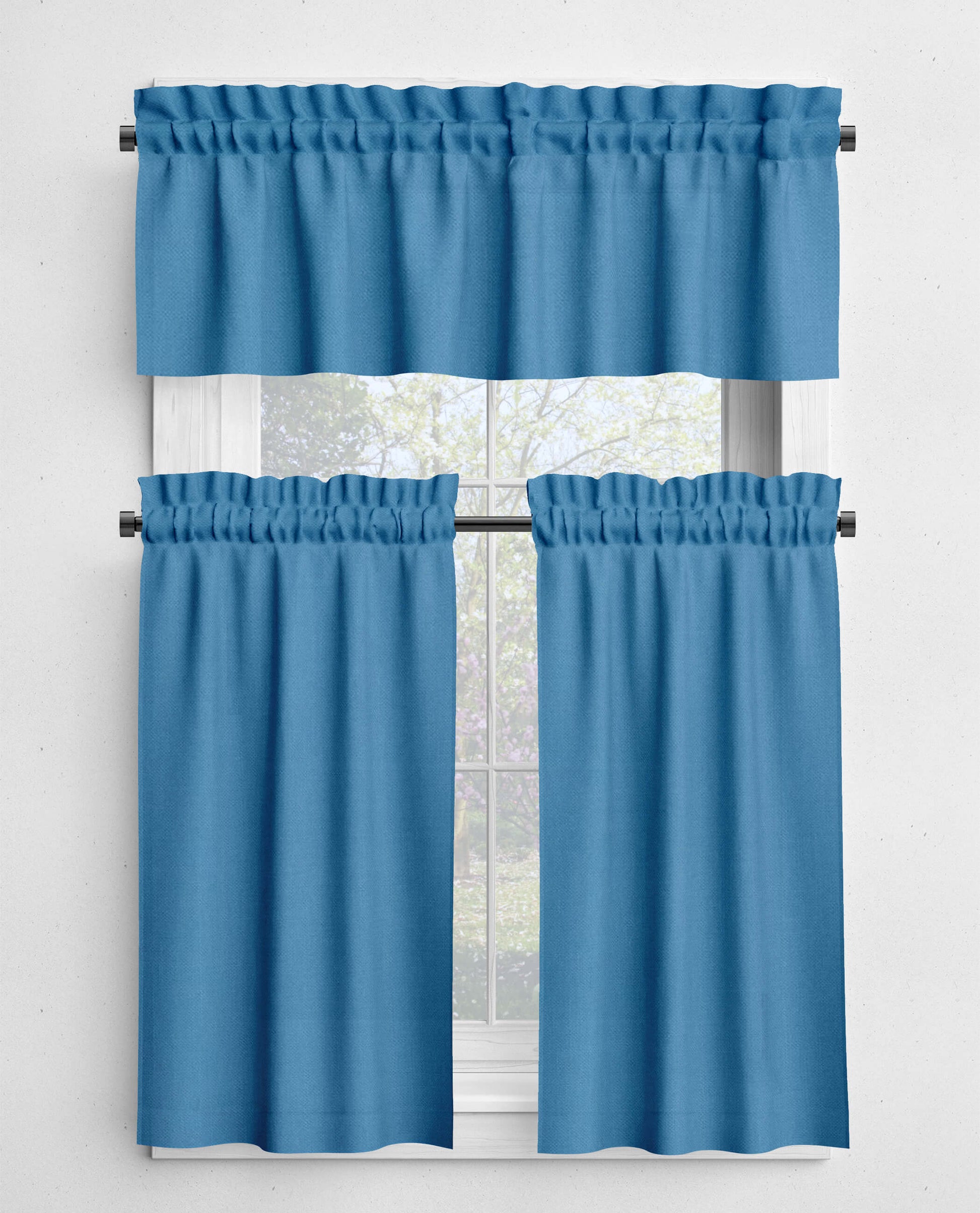 Coastal Cerulean Blue Valances and Cafe Curtains Premium USA Cotton - b137