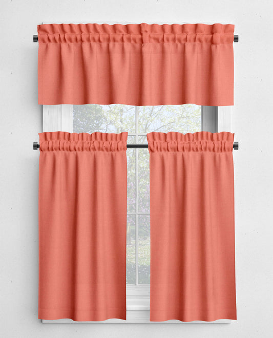 Coral Peach Valances and Cafe Curtains Premium USA Cotton - b147