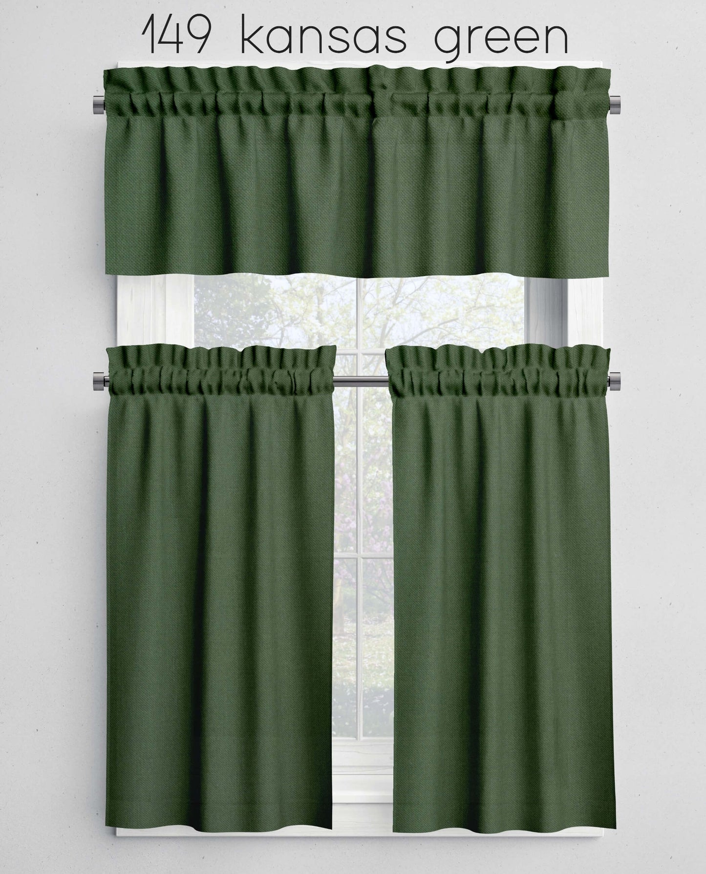 Kansas Green Valances Cafe Curtains Custom Made to Order color 149