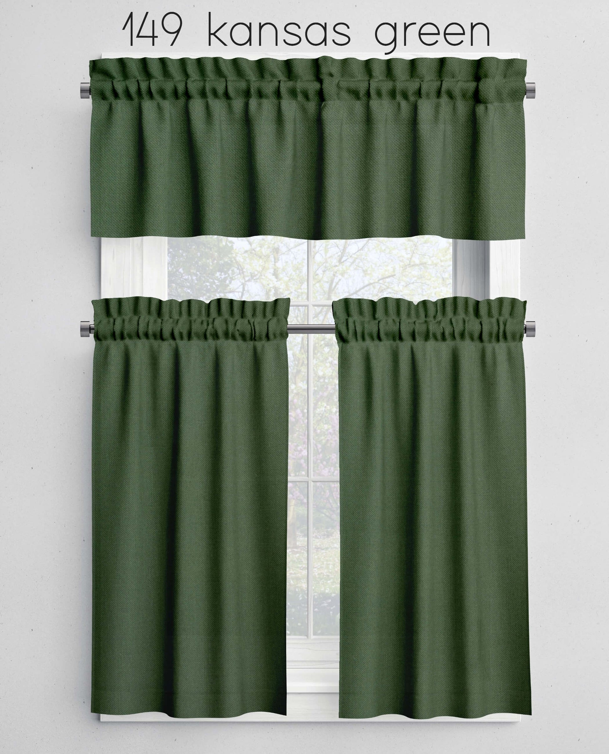 Kansas Green Valances Cafe Curtains Custom Made to Order color 149