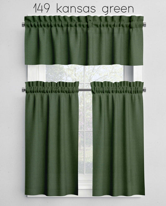 Kansas Green Valances Cafe Curtains Custom Made to Order color 149