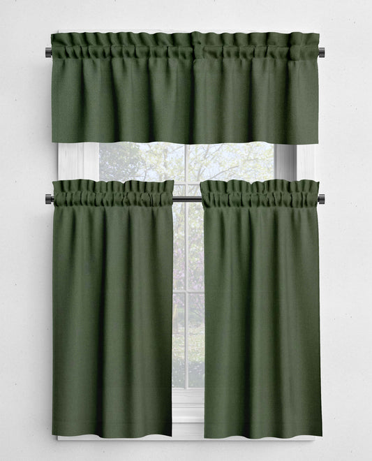 Kansas Green Valances and Cafe Curtains Premium USA Cotton - b149