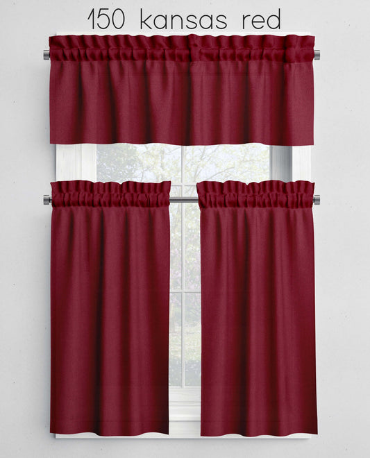 Kansas Red Valances Cafe Curtains Custom Made to Order color 150