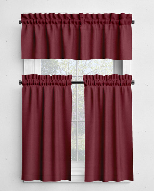 Kansas Red Valances and Cafe Curtains Premium USA Cotton - b150