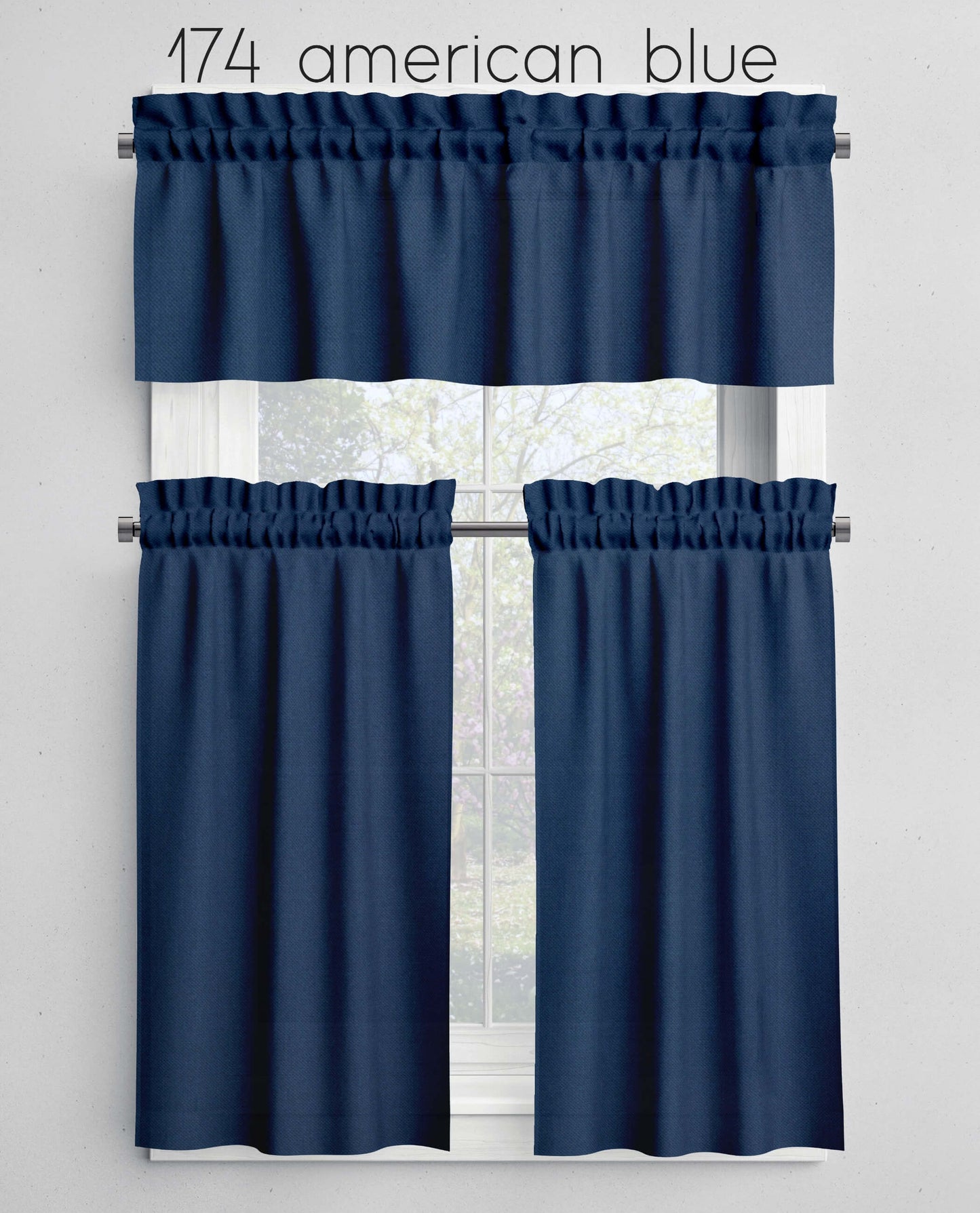 American Blue Valances Cafe Curtains Custom Made to Order color 174