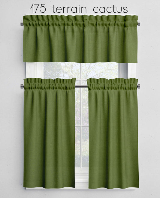 Terrain Cactus Green Valances Cafe Curtains Custom Made to Order color 175