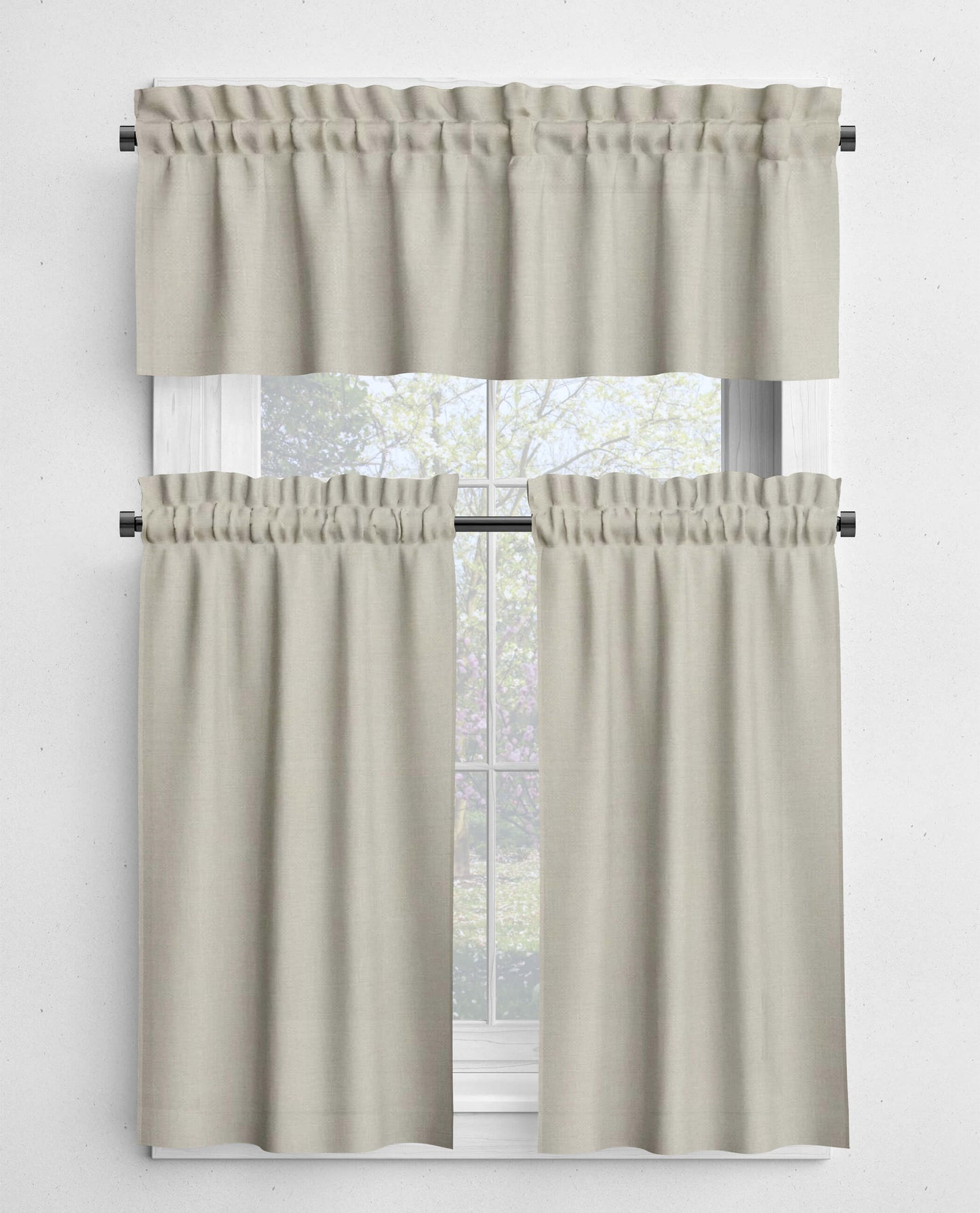 Ecru Stone Beige Valances and Cafe Curtains Premium USA Cotton - b178