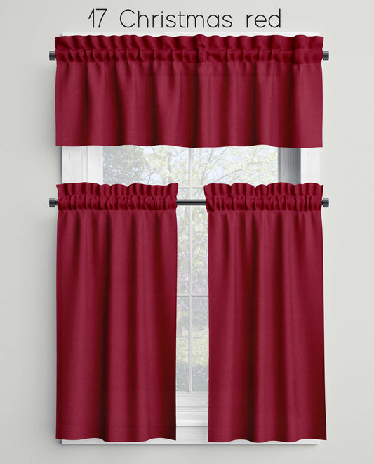 Christmas Red Valances Cafe Curtains Custom Made to Order color 17