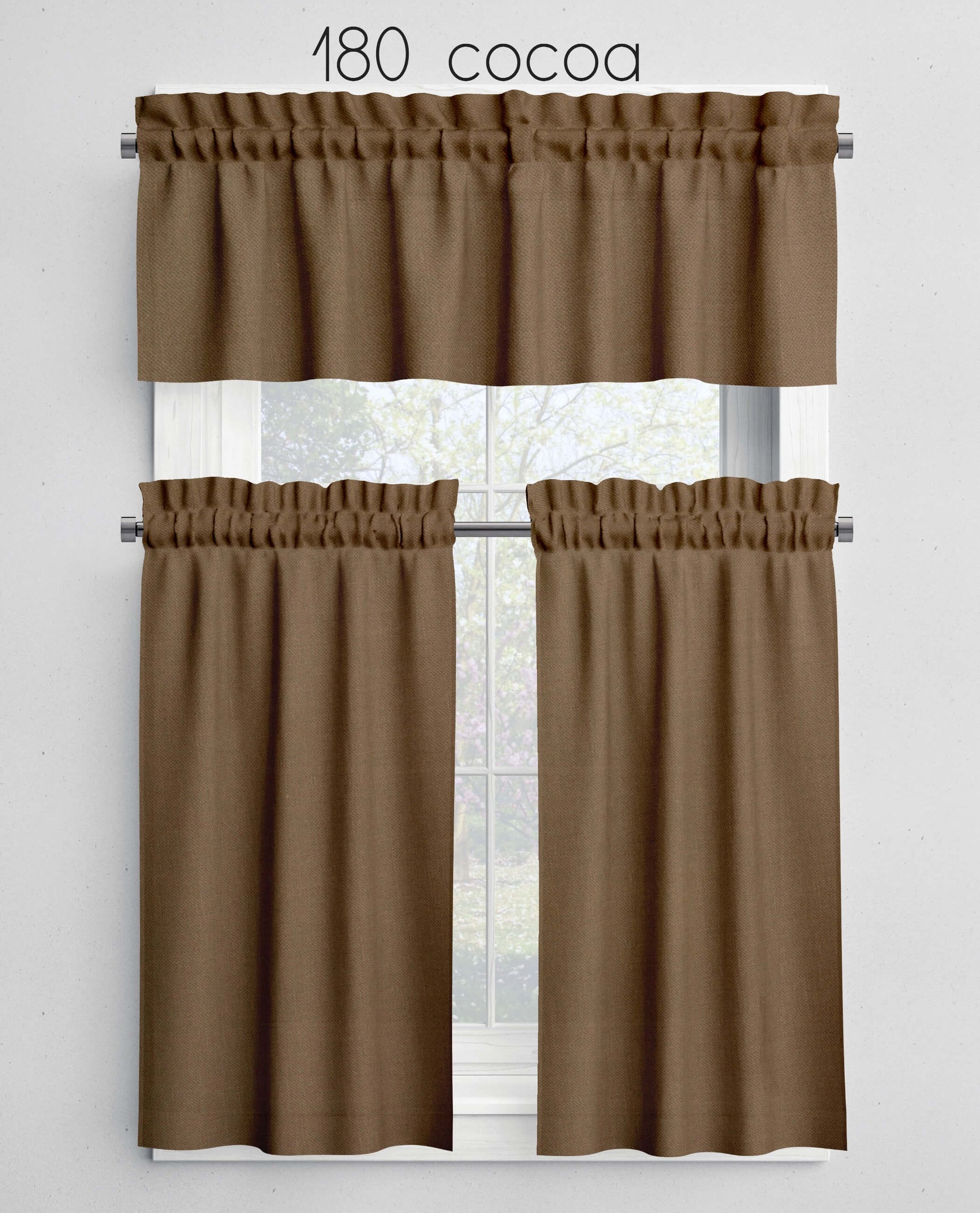 Cocoa Valances Cafe Curtains Custom Made to Order color 180