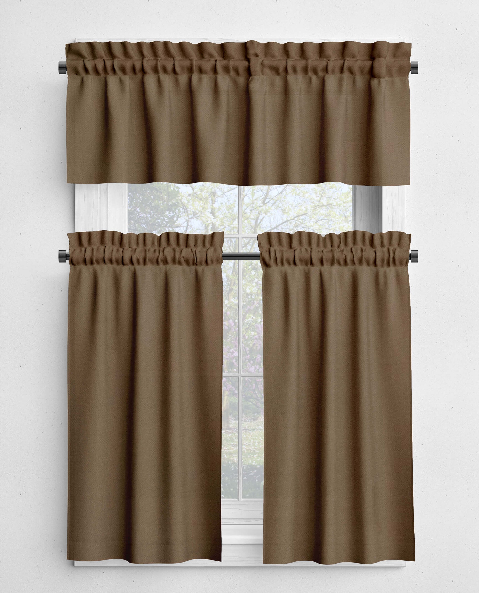 Cocoa Brown Valances and Cafe Curtains Premium USA Cotton - b180