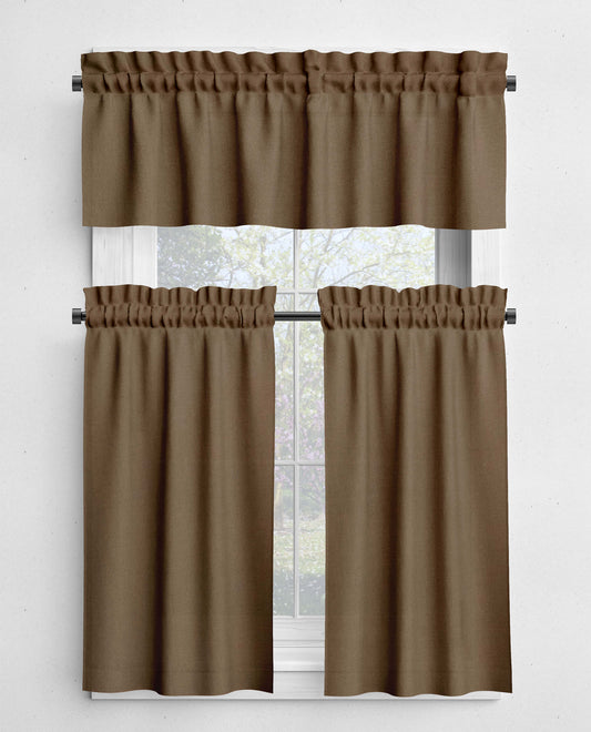 Cocoa Brown Valances and Cafe Curtains Premium USA Cotton - b180