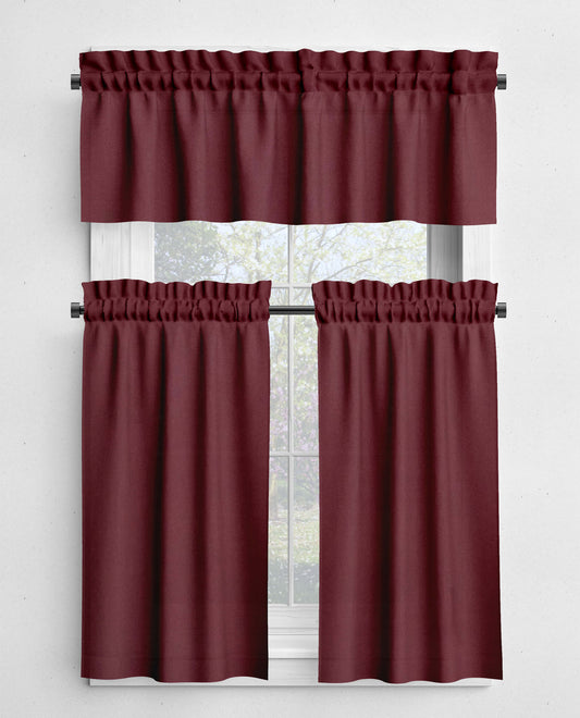 Burgundy Red Valances and Cafe Curtains Premium USA Cotton - b18