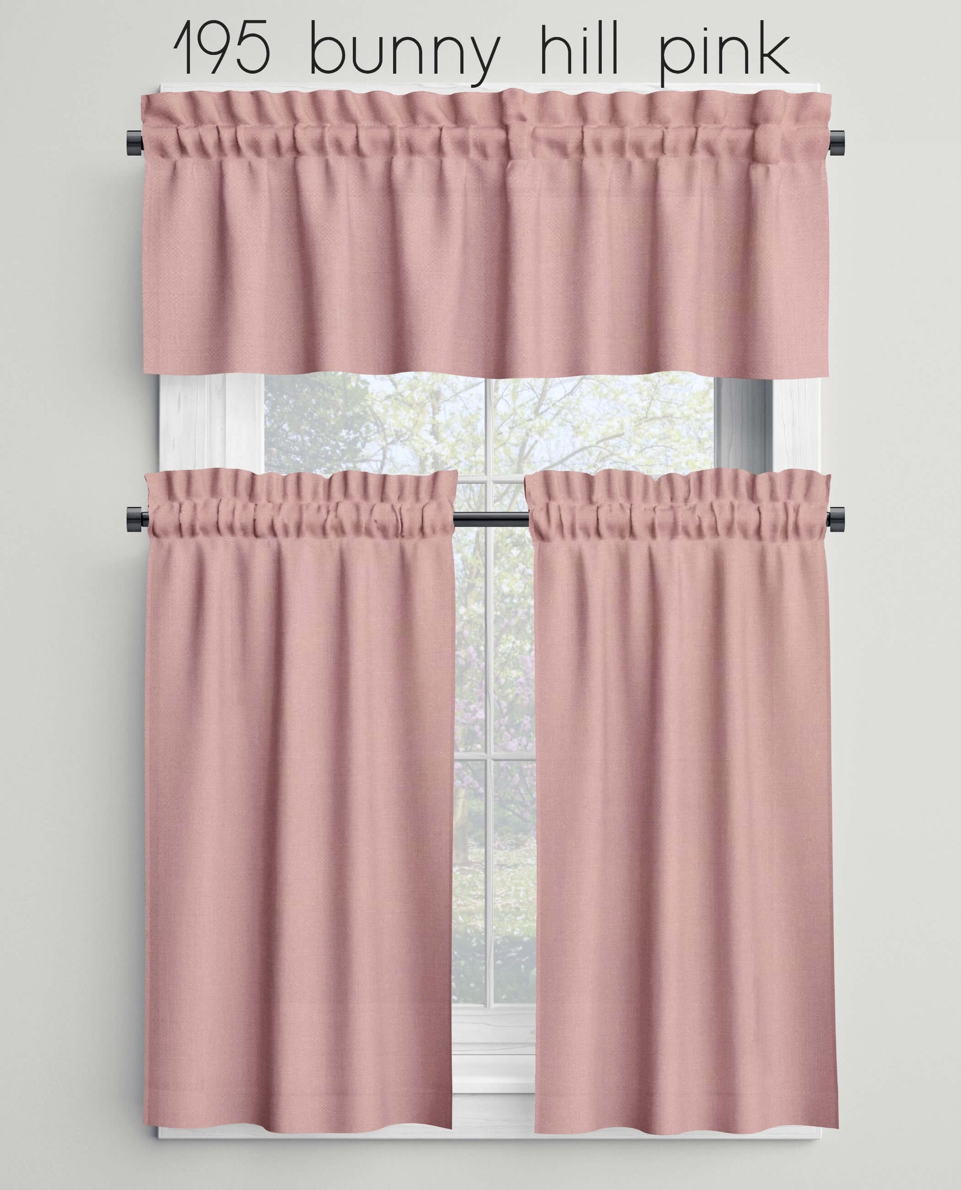 Bunny Hill Pink Valances Cafe Curtains Custom Made to Order color 195