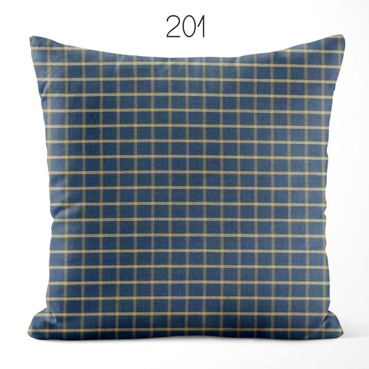 Navy Blue Plaid Homespun Cotton Pillow Covers Custom Made pattern 201