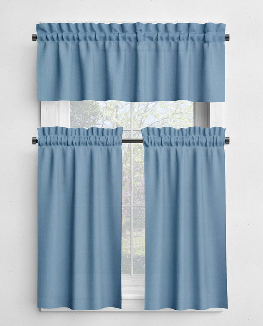 Light Glacier Blue Valances and Cafe Curtains Premium USA Cotton - b207