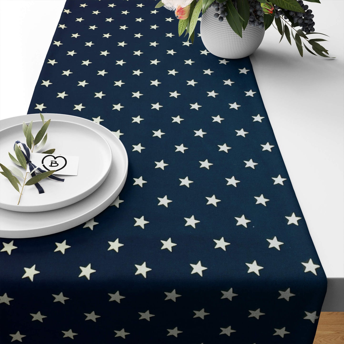 Navy Blue with Stars Table Runners and Placemats