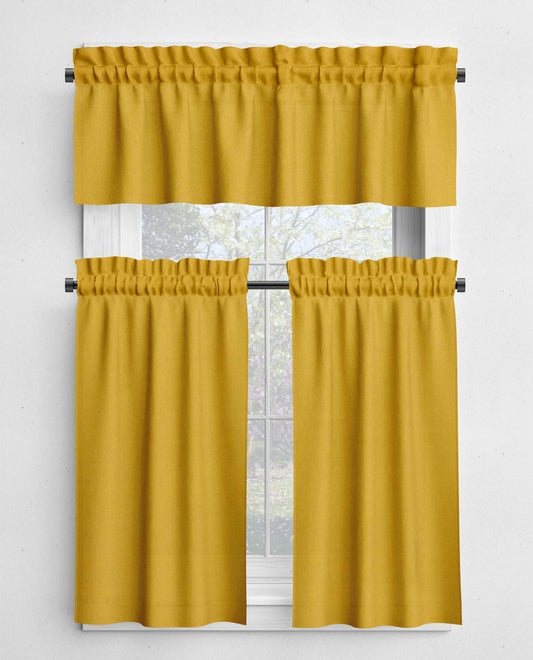 Mustard Yellow Valances and Cafe Curtains Premium USA Cotton - b213