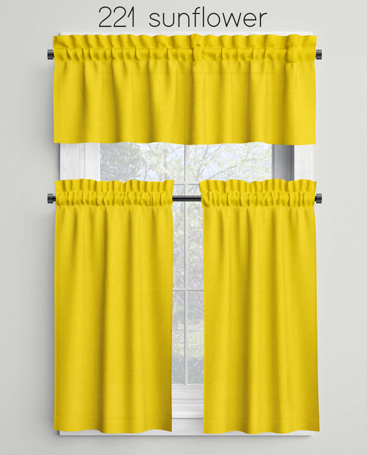 Sunflower Yellow Valances Cafe Curtains Custom Made to Order 