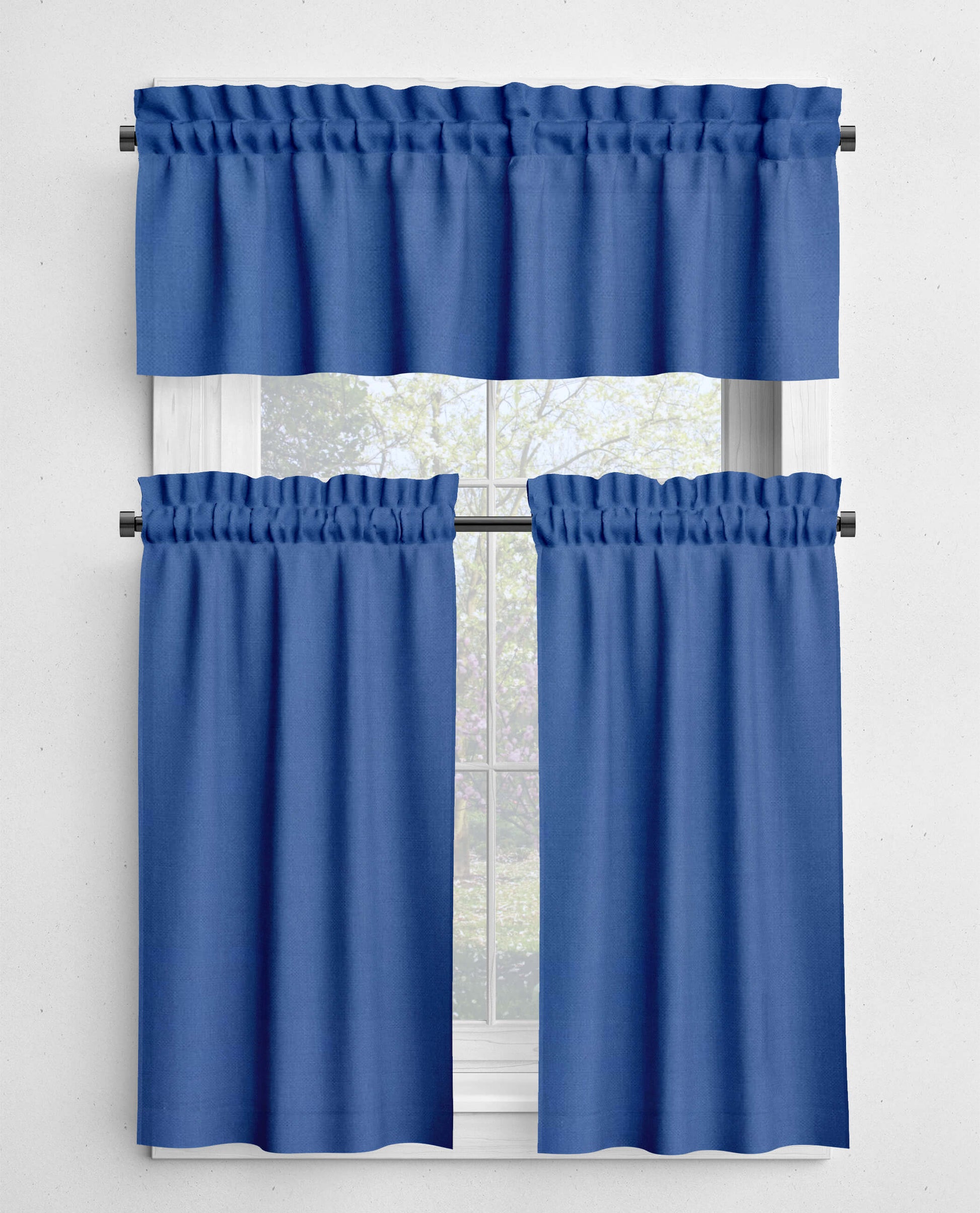 Cobalt Blue Valances and Cafe Curtains Premium USA Cotton - b227