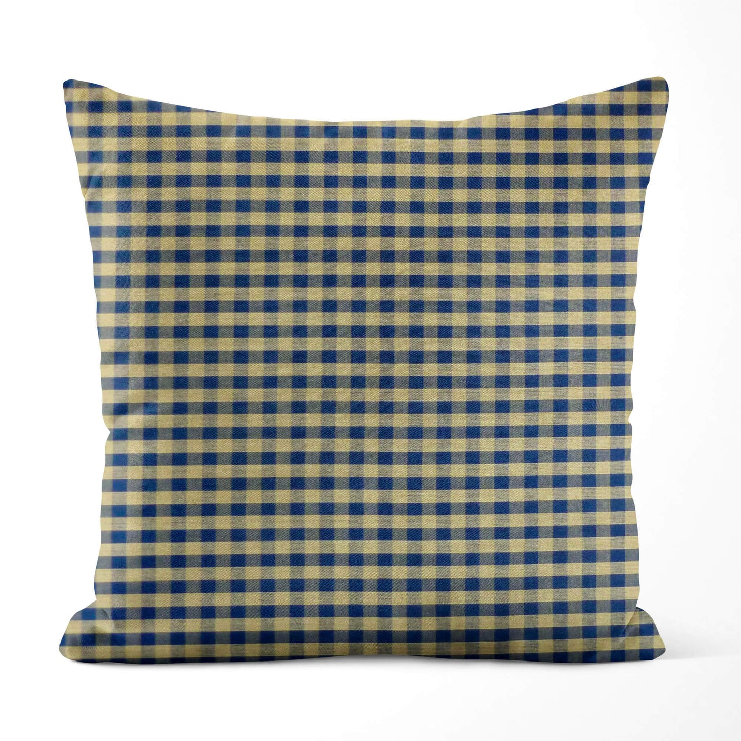 Navy Blue and Tan Check Plaid Homespun Pillow Covers