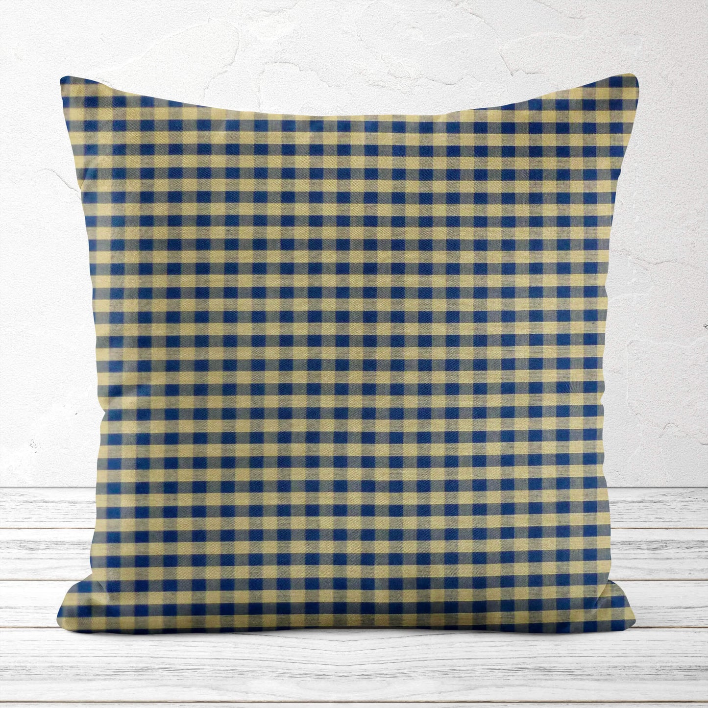 Navy Blue and Tan Check Plaid Homespun Pillow Covers