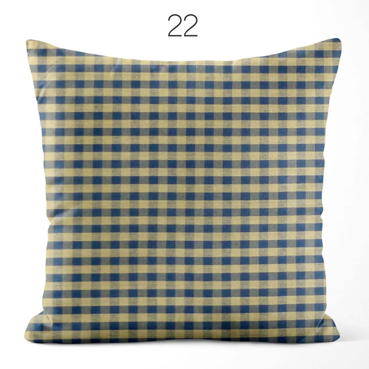 Navy Blue Check Homespun Cotton Pillow Covers Custom Made pattern 22