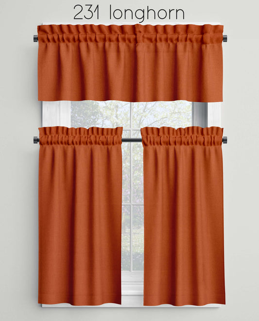 Longhorn Orange Valances Cafe Curtains Custom Made to Order 231 