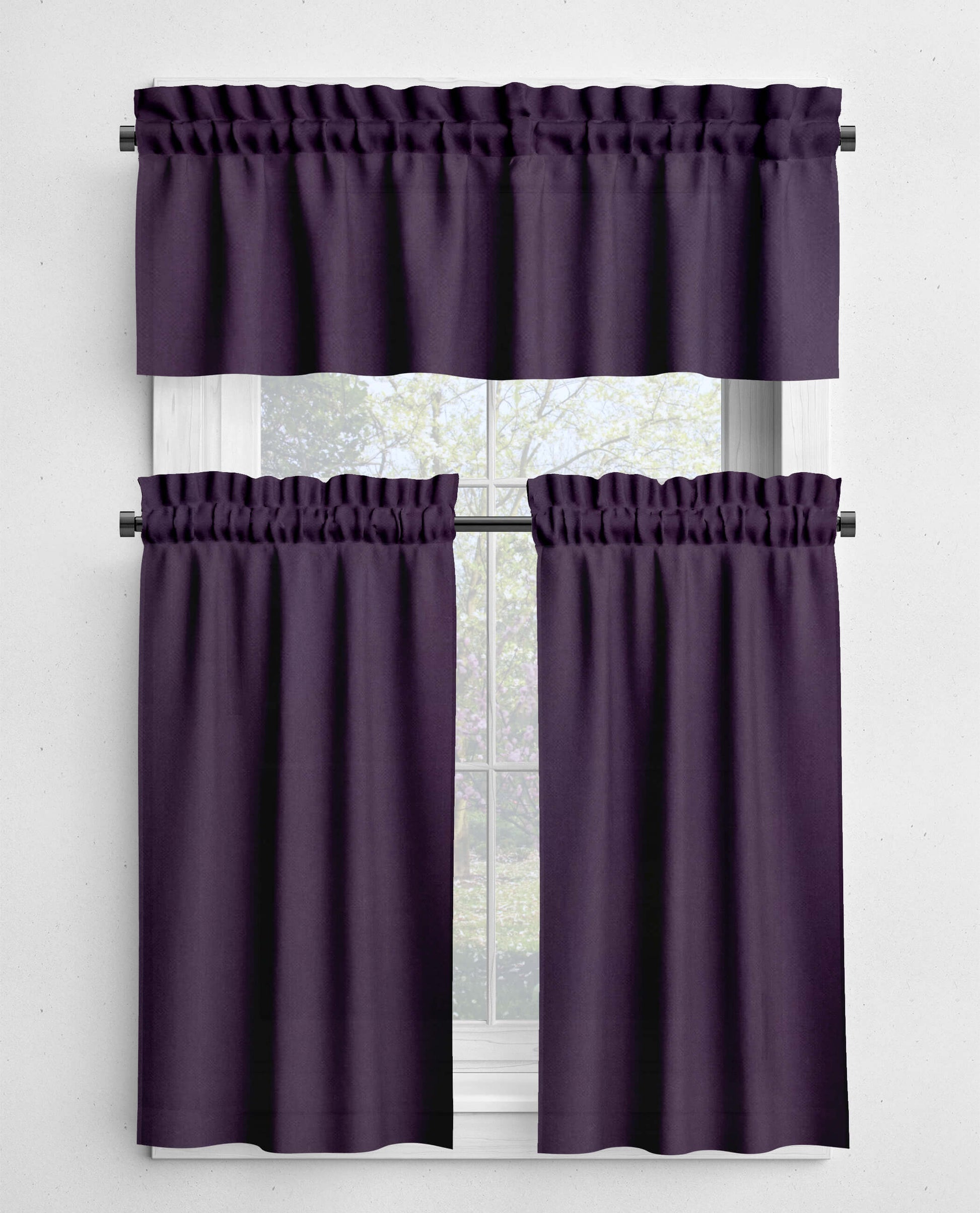 Dark Prune Purple Valances and Cafe Curtains Premium USA Cotton - b238