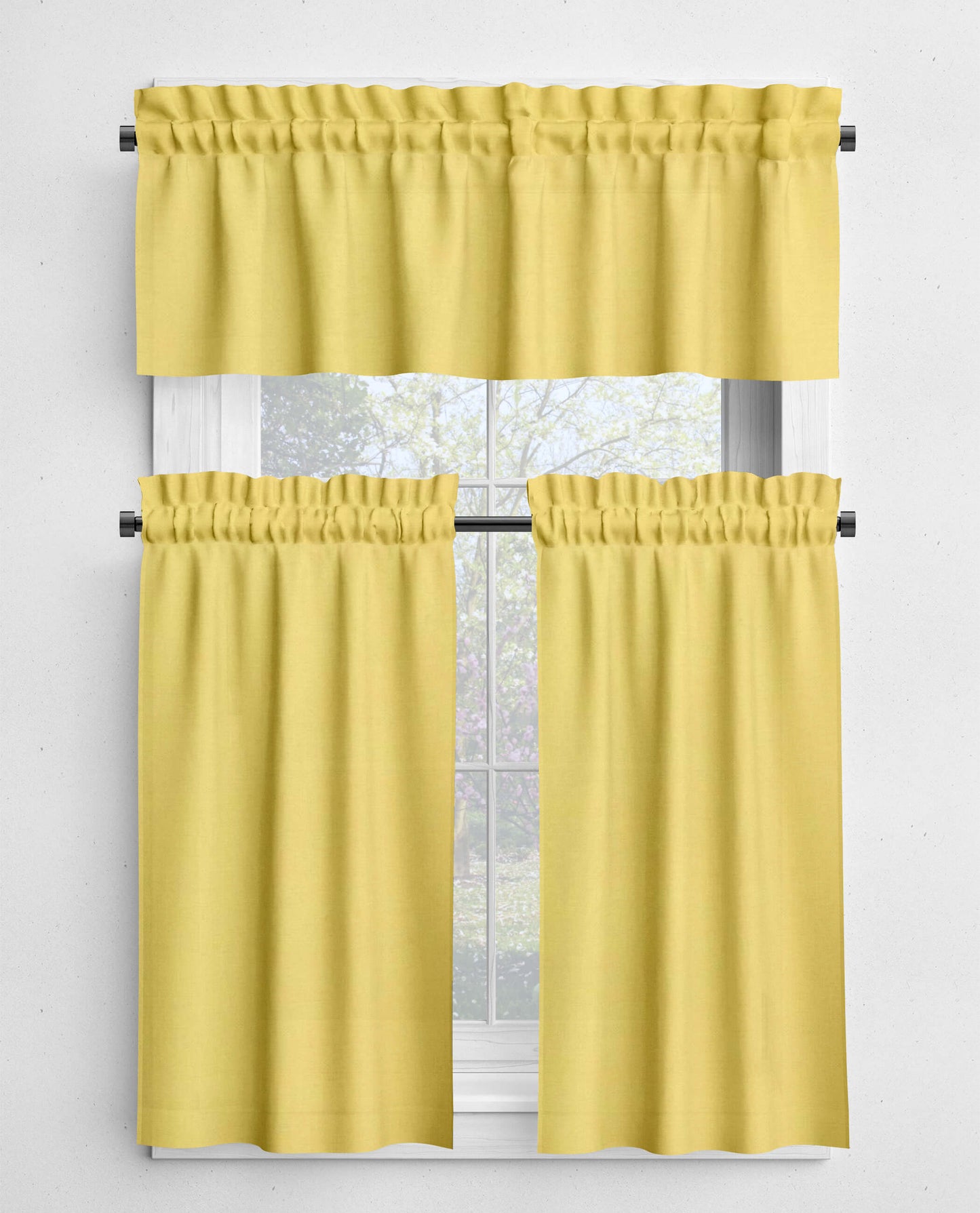 Light Yellow Valances and Cafe Curtains Premium USA Cotton - b23