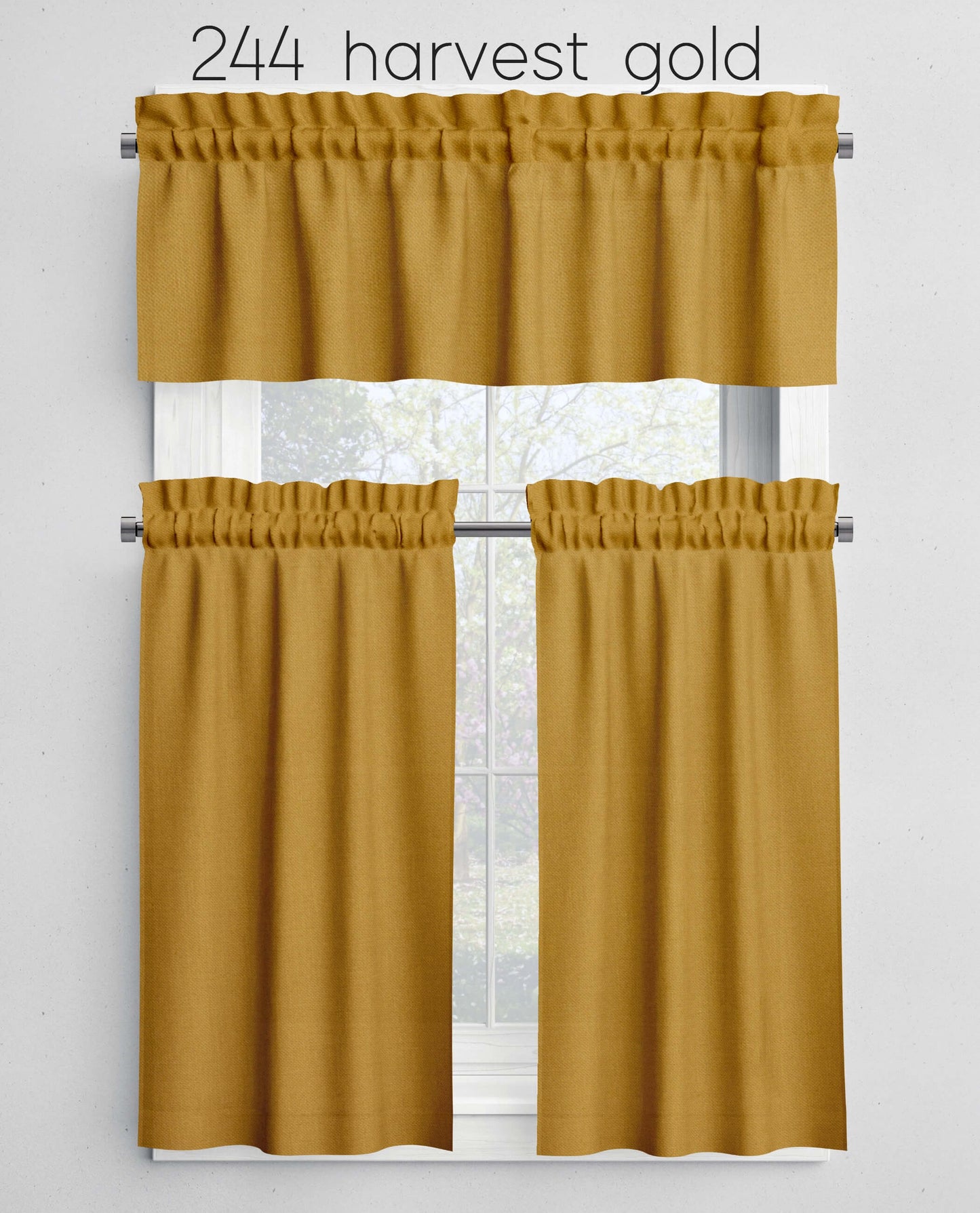 Harvest Gold Valances Cafe Curtains Custom Made to Order 