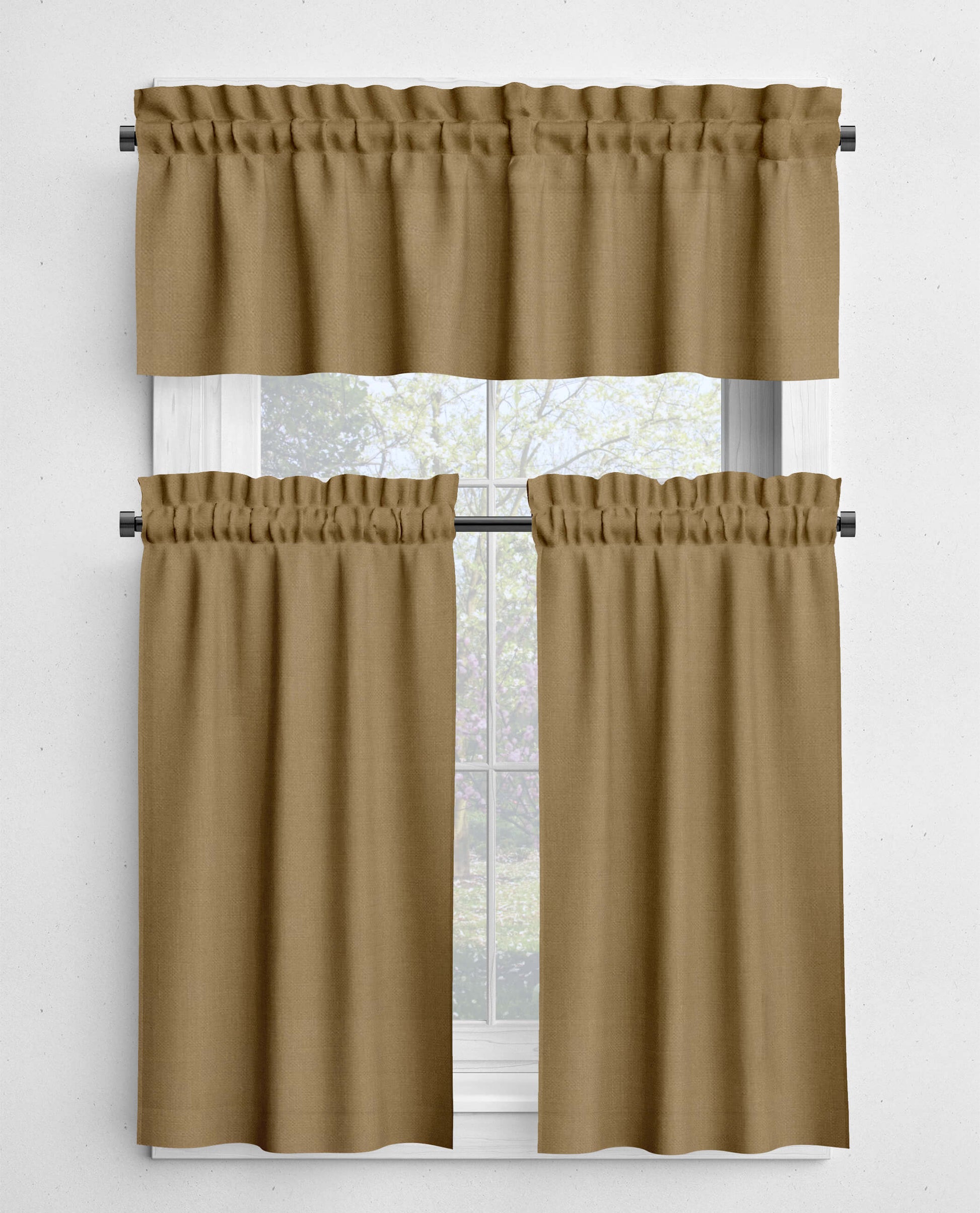 Tan Latte Valances and Cafe Curtains Premium USA Cotton - b245